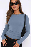Bona Fide Fashion - Round Neck Long-Sleeve Top - Women Fashion