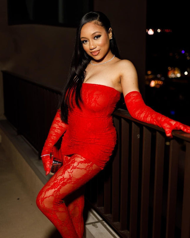 Breaking the Rules Red Lace Three-Piece Set