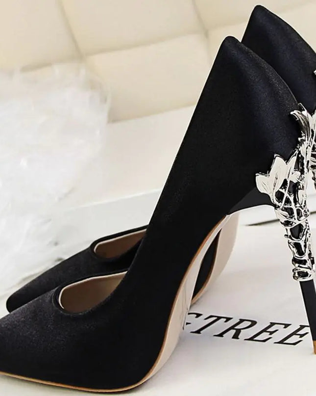 White Satin High Heels for Women - Stylish Pointed Shoes