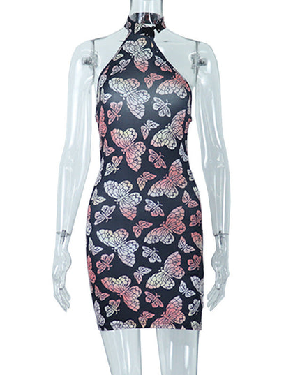 Cheongsam Collar Digital Printing Skinny Wrap Hip Dress