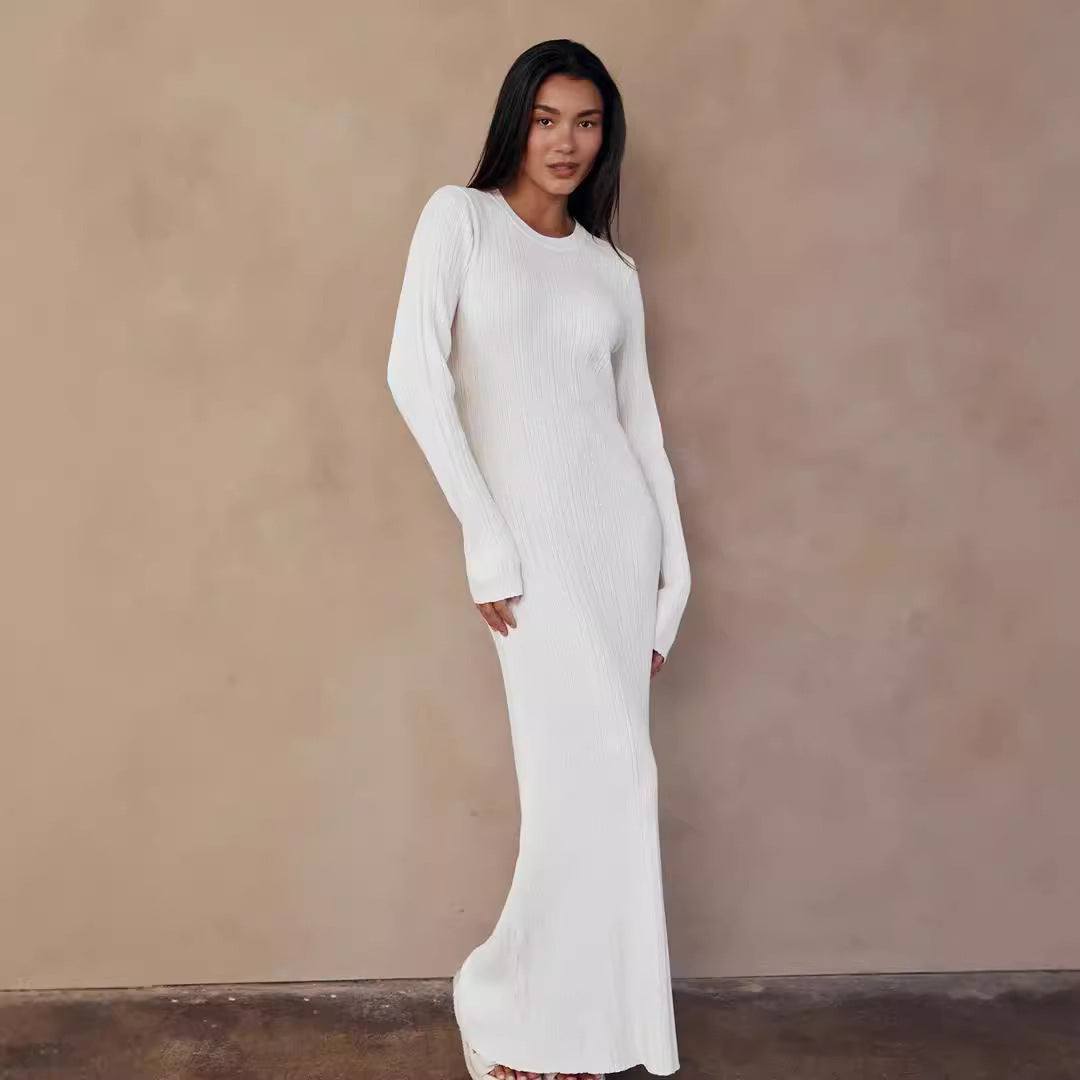 Figure-flattering Foreign Trade Thermal Base Long Sleeve Sweater Dress