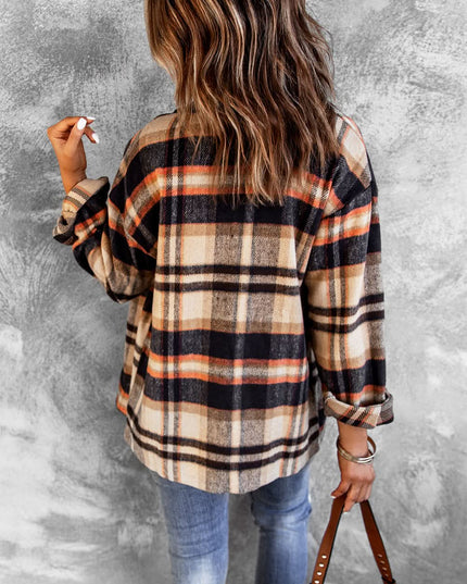 Multicolor Plaid Casual Button Up Flannel Shacket Anytime
