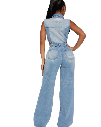 Denim Straight Leg Jumpsuit