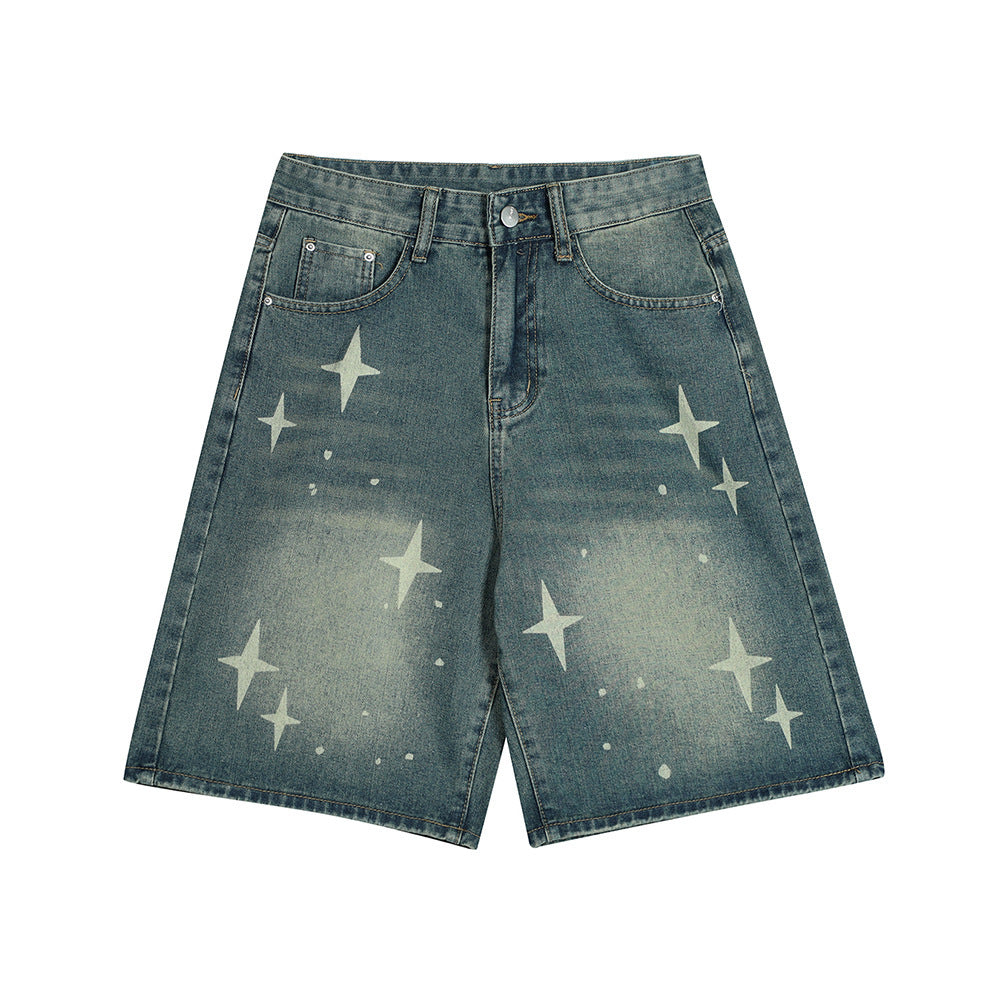 Cross Asterism Printed Cropped Pants Men's