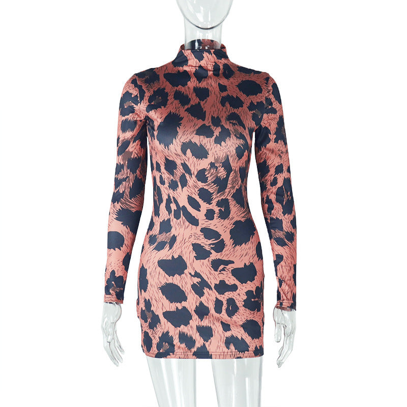 Fashionable Elegant Women's Printed Leopard Print Sexy Tight Hip dress