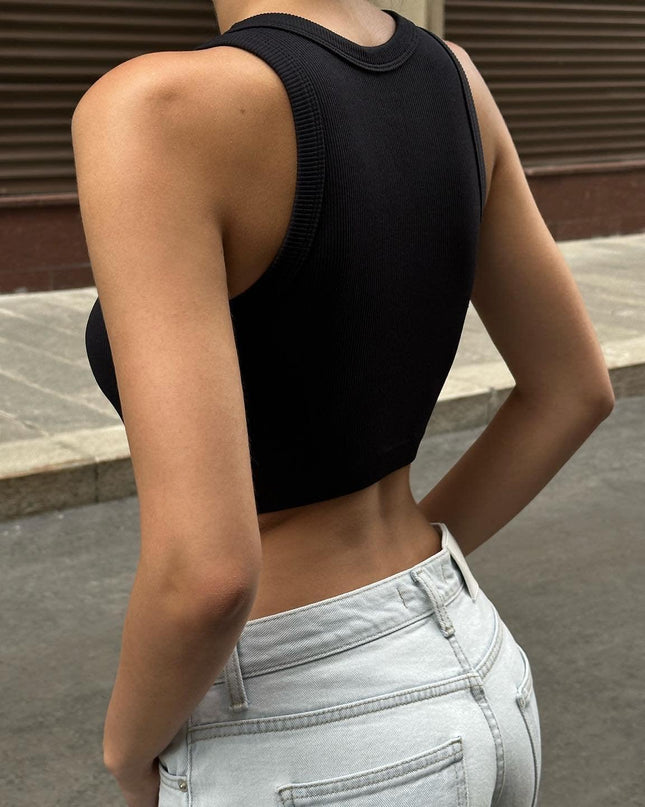 Choose Love Black Ribbed Knit Crop Top