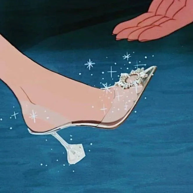 Cinderella Pointed Toe Crystal Brooch Heels