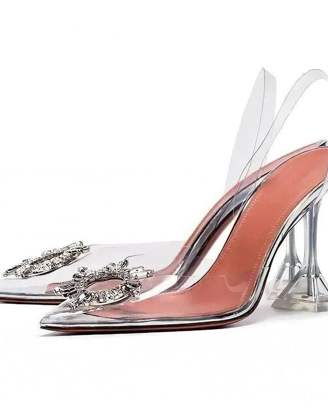 Cinderella Pointed Toe Crystal Brooch Heels