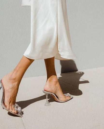 Cinderella Pointed Toe Crystal Brooch Heels