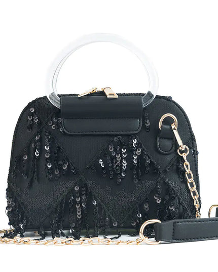 Fashionable Women's Chain Shoulder Bag with Tassels