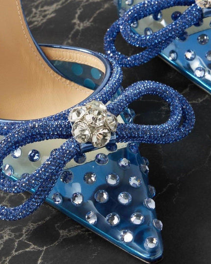 Crush Wrap Around Diamond Bow Blue Heels
