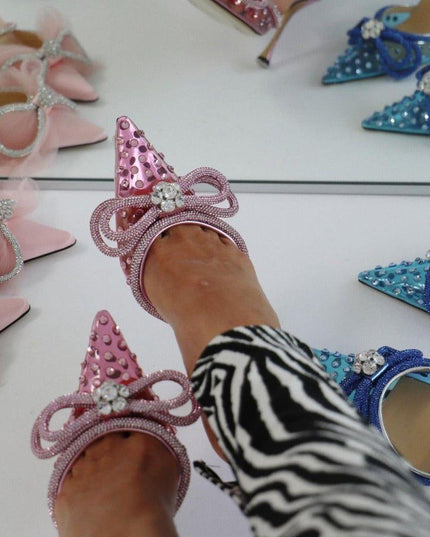 Crush Wrap Around Diamond Bow Blue Heels