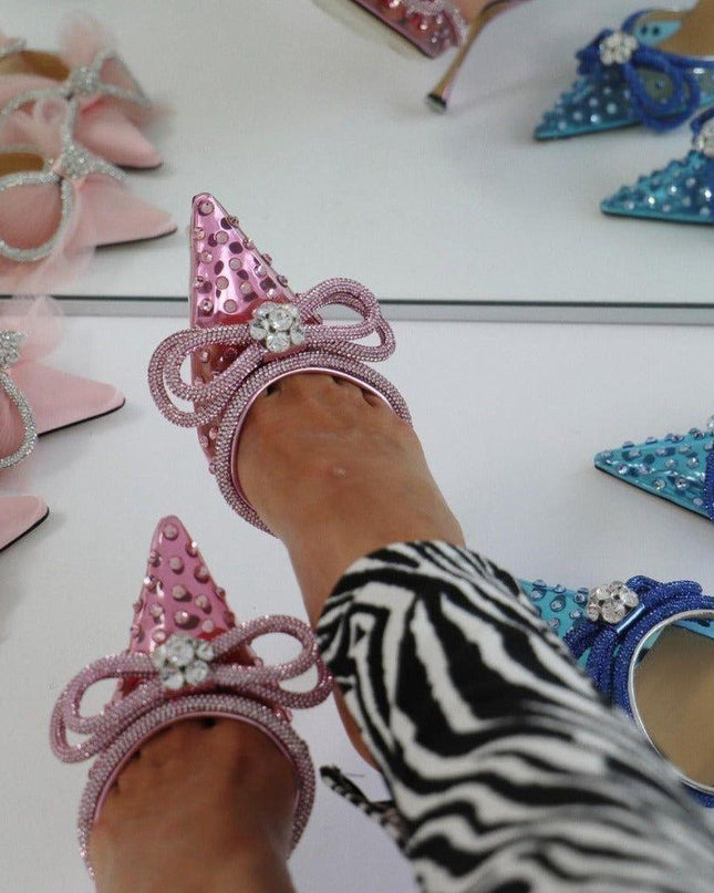 Crush Wrap Around Diamond Bow Blue Heels