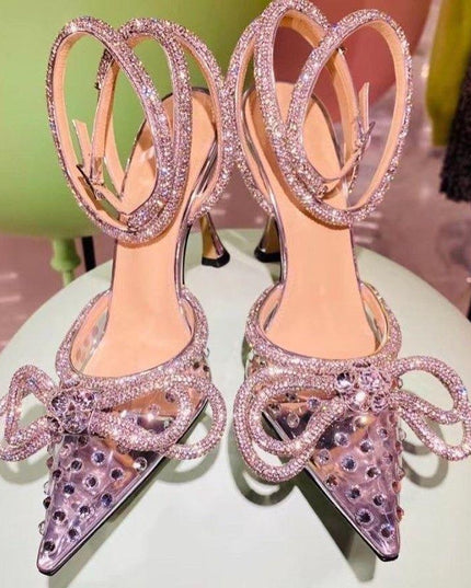 Crush Wrap Around Diamond Bow Blue Heels