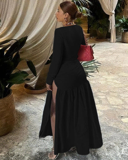 Women's Fashion Sexy Long-sleeved Jumpsuit Lace-up Dress