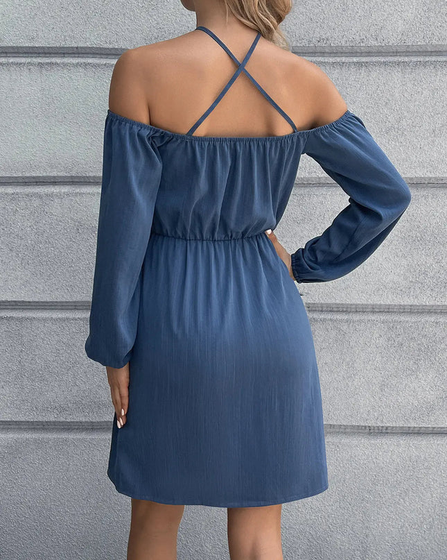 Cold-Shoulder Crisscross Mini Dress