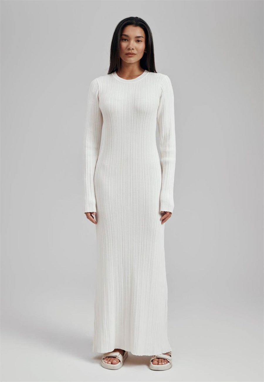 Figure-flattering Foreign Trade Thermal Base Long Sleeve Sweater Dress