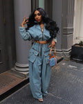 Denim Two Piece Set: Stylish Streetwear by Pretty Melanin Boutique