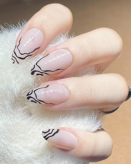French Water Drop Manicure Rhinestones Wear Nails