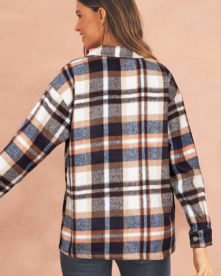 Multicolor Plaid Casual Button Up Flannel Shacket Anytime