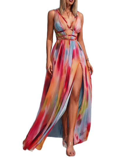 Fashion Personality Female Split Tied Dress See size chart under “more details”