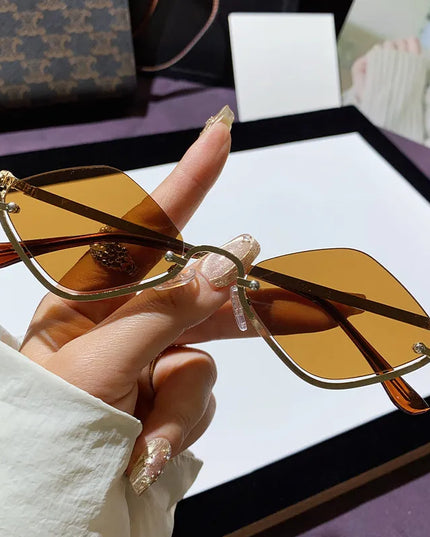 Cat Eye Sunglasses with Gold Metal Frame