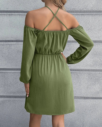 Cold-Shoulder Crisscross Mini Dress
