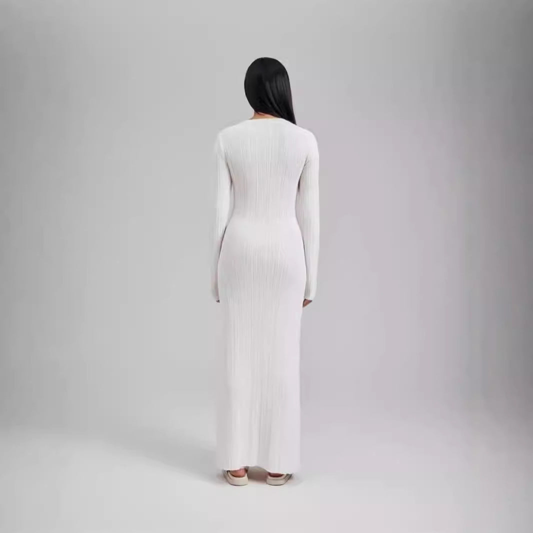 Figure-flattering Foreign Trade Thermal Base Long Sleeve Sweater Dress