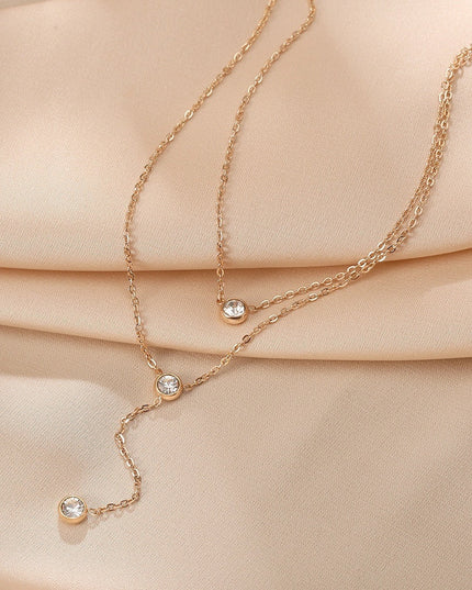 Single rhinestone Zircon Tassel Titanium Steel Necklace For Women