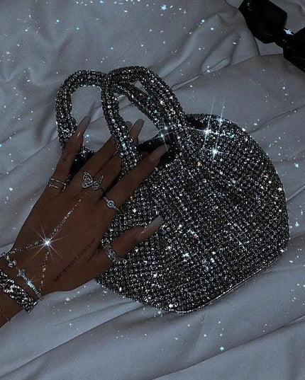 Diamond Flirt Rhinestone Sparkle Bucket Bag