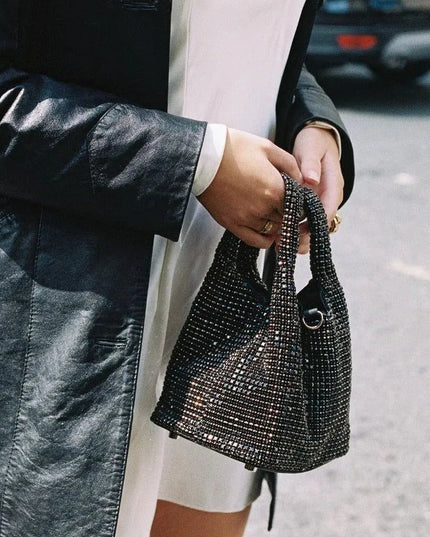Diamond Flirt Rhinestone Sparkle Bucket Bag