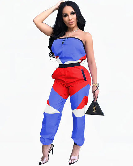 Color Block Sexy Strapless Jumpsuit for Women