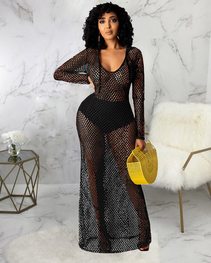 Hollowed Cover Long Skirt Bikini Swimwear Cover-up