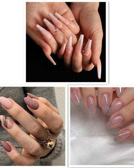 Boxed Ballet Gradient Fake Nails Manicure Wearing Nail Trapezoid Nail Patches Manicure Smashed Diamond Powder