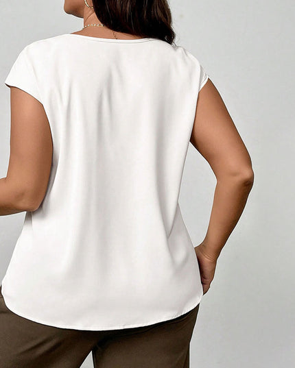 Plus Size Simple Younger Fashion Slimming Solid Color Top