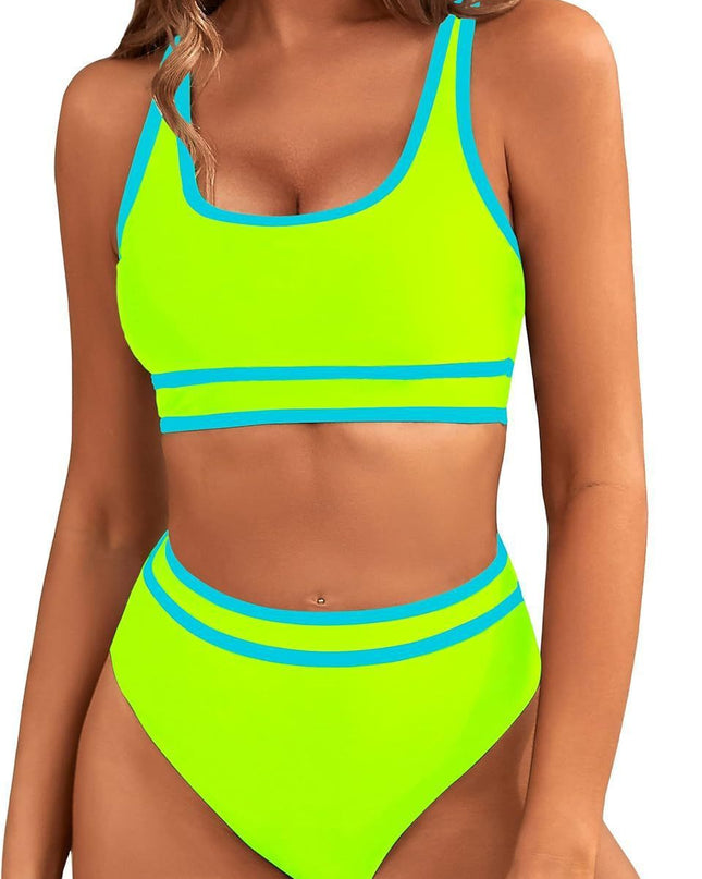 Bikini Tight-fitting Solid Color Swimsuit For Women