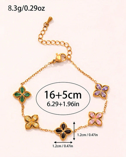 Small Flowers Inlaid Zircon Bracelet For Women
