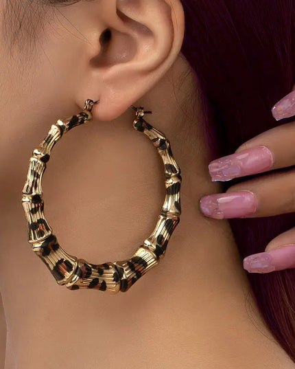 New Fashion Leopard Print Round Hoop Earrings For Women Jewelry Punk Metal Zebra Cow Big Circle Earring Female Party Gifts