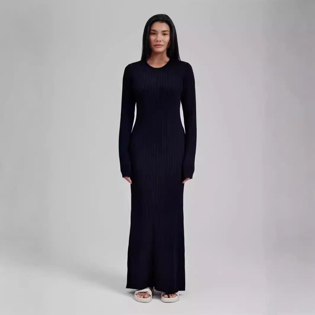 Figure-flattering Foreign Trade Thermal Base Long Sleeve Sweater Dress