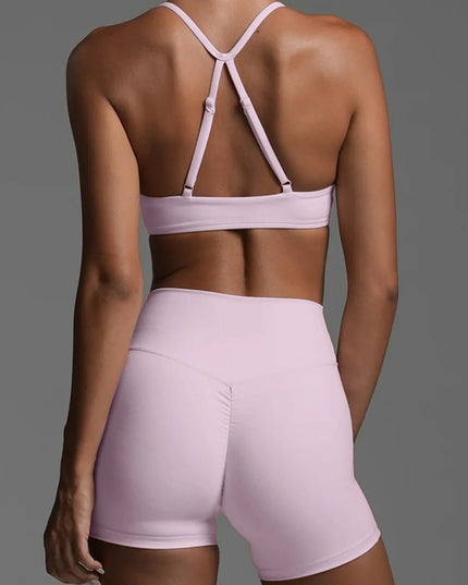 Ruched Sports Bra and High-Waisted Shorts Active Set