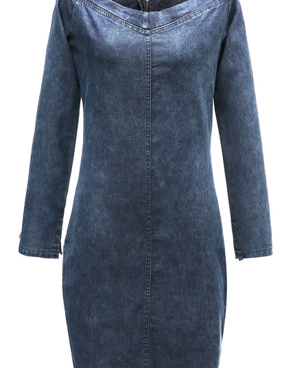 Sleeveless Denim Dress Women's Vintage Cut Neck Wrap Jeans