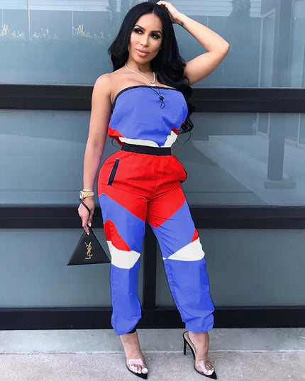 Color Block Sexy Strapless Jumpsuit for Women