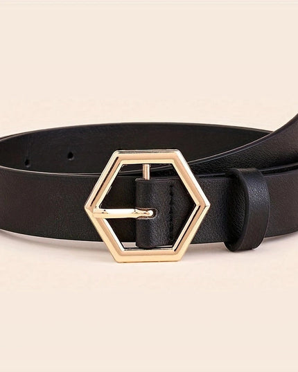 Women's Hexangular Star Irregular Gold Buckle PU Belt