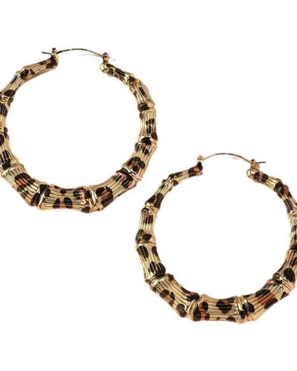 New Fashion Leopard Print Round Hoop Earrings For Women Jewelry Punk Metal Zebra Cow Big Circle Earring Female Party Gifts