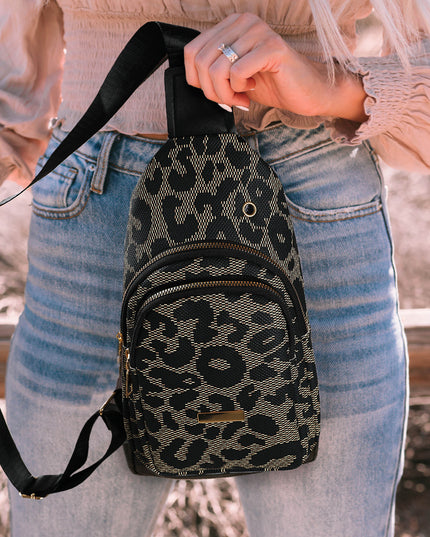 Leopard Print PU Sling Bag
