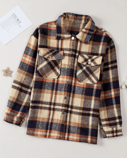 Multicolor Plaid Casual Button Up Flannel Shacket Anytime