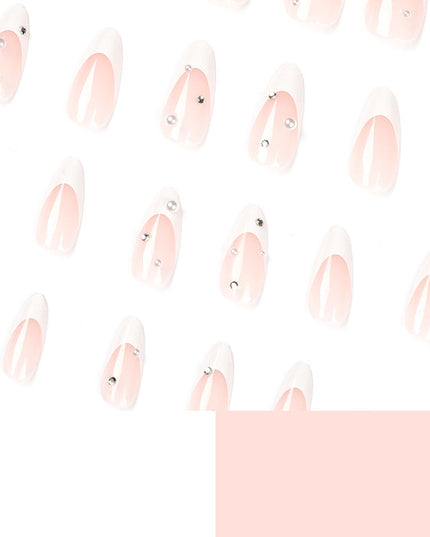 French Water Drop Manicure Rhinestones Wear Nails