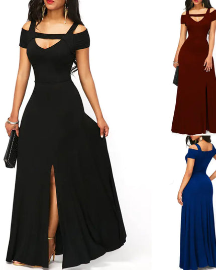 Plus Size V-Neck Off-Shoulder Maxi Dress
