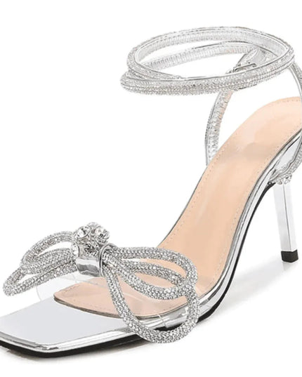 Glam Diamond Bow Wrap Around Heels