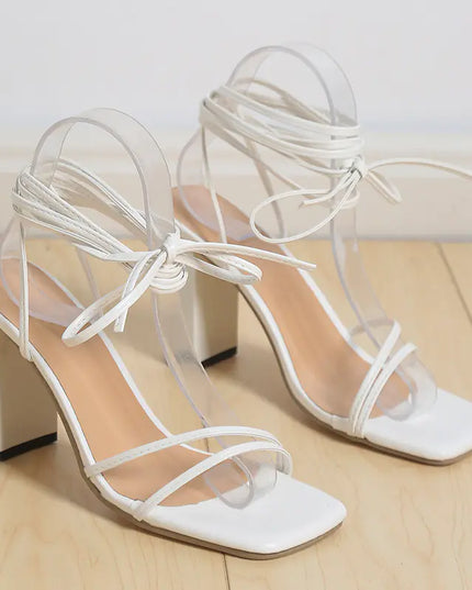 Women's Simple Square Head Strappy High Heels